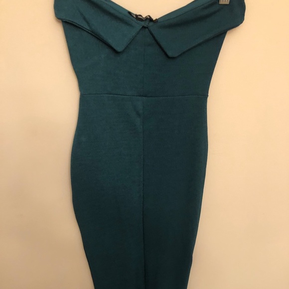 Emerald strapless bodycon maxi dress with a slit - Picture 4 of 5
